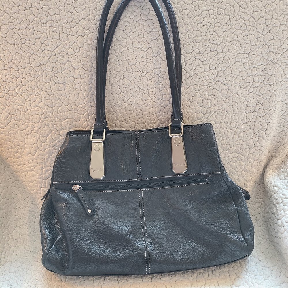 Tignanello black pebbled leather shoulder bag